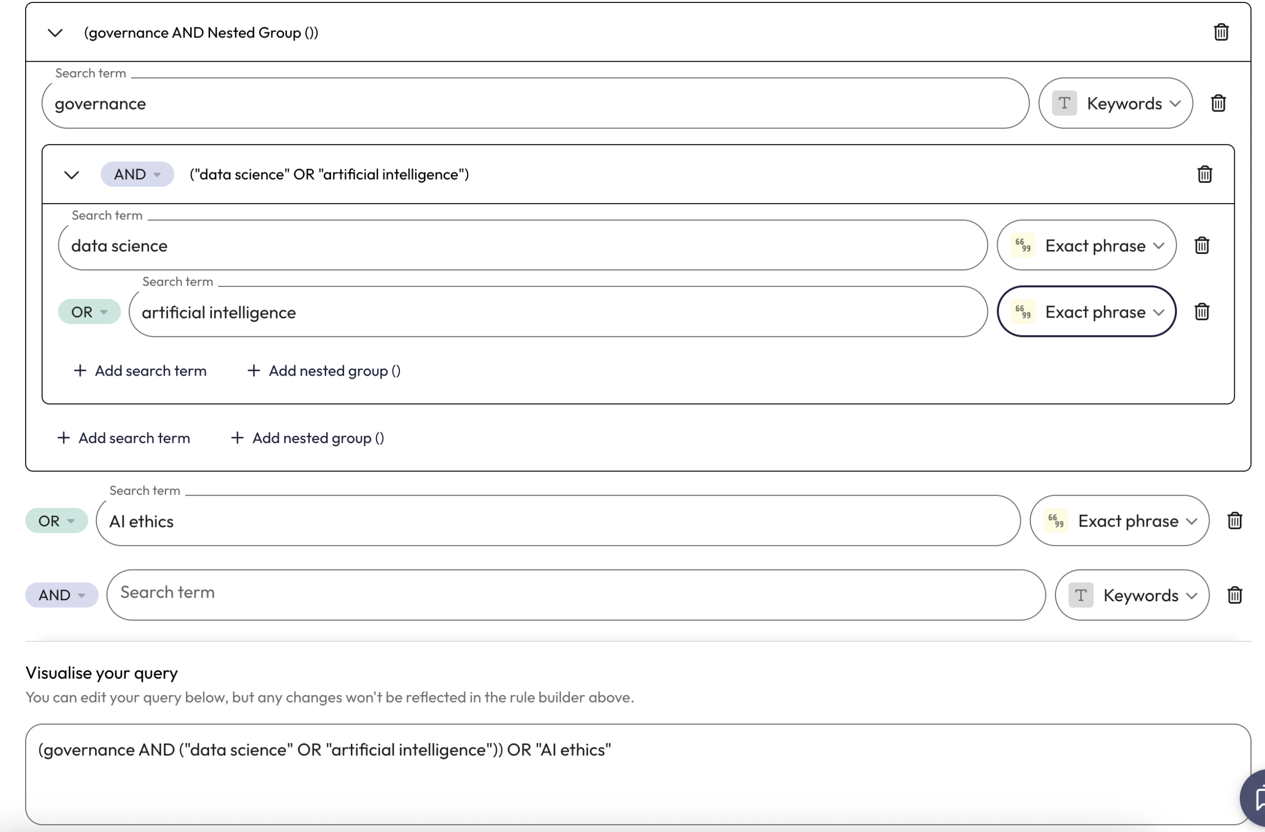 Nested groups example search