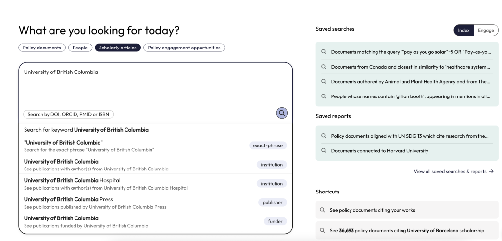Image of main dashboard 