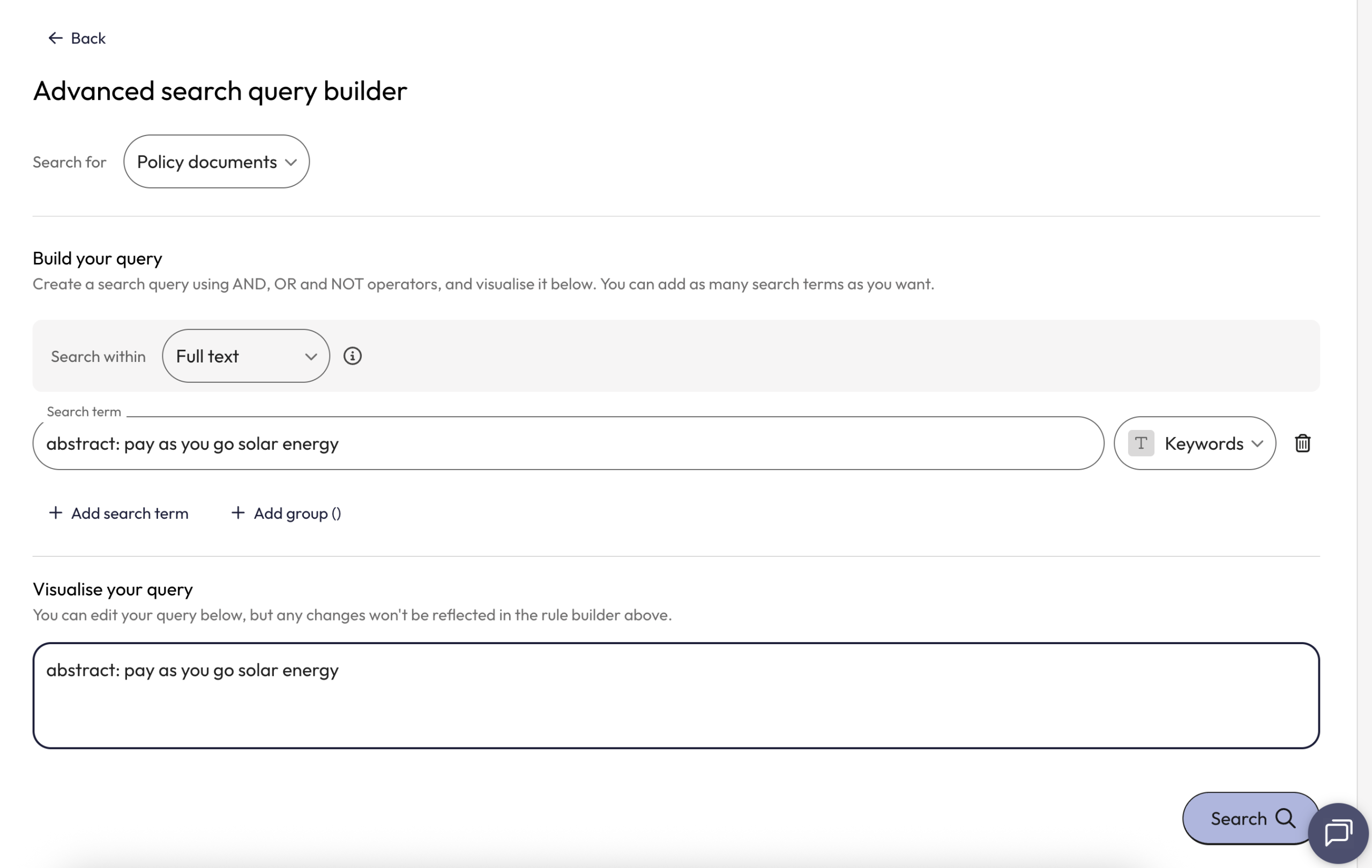 Example exact phrase search