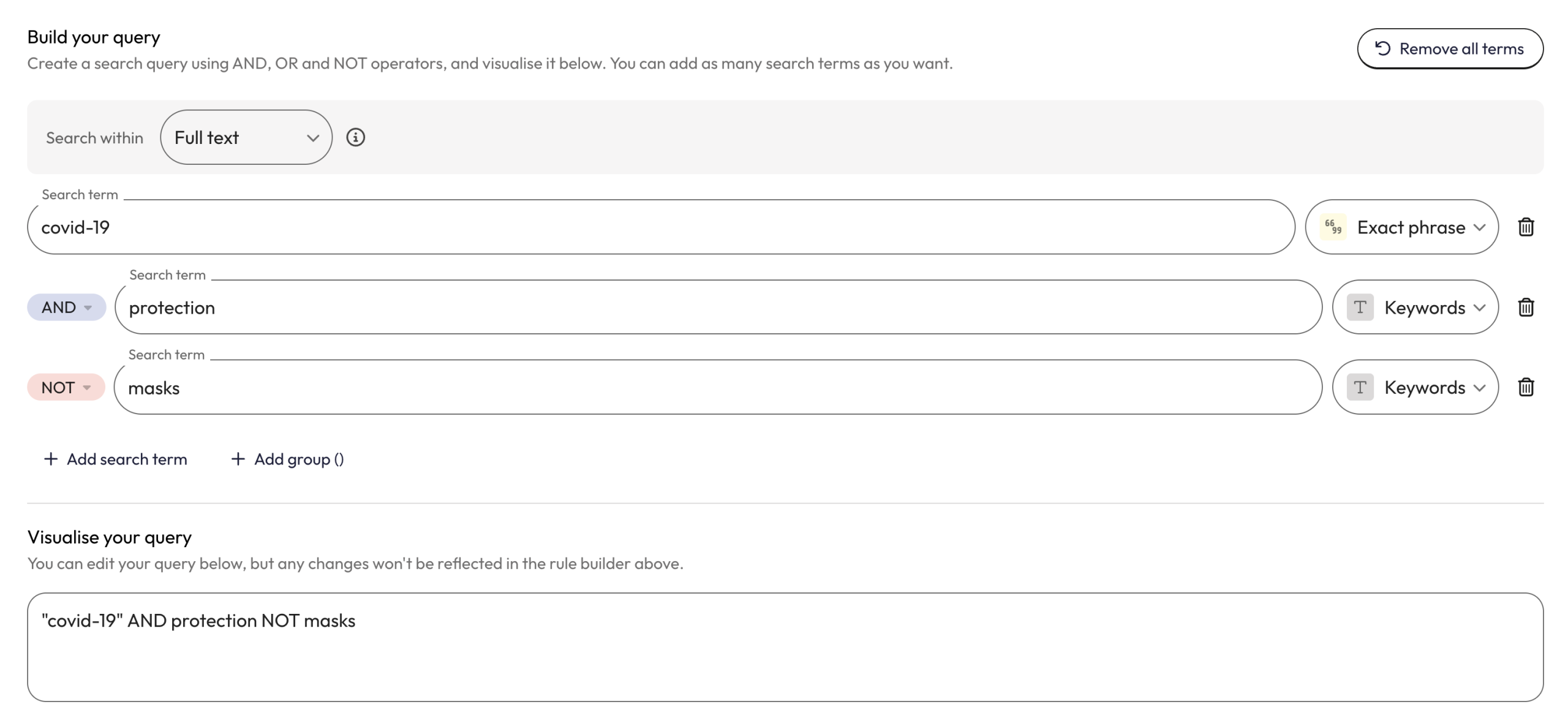 Boolean operators example